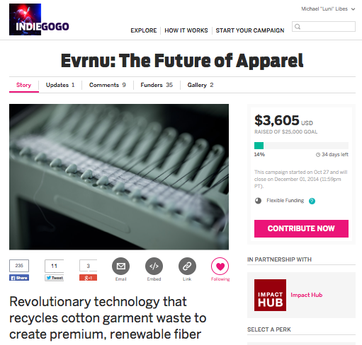 Evrnu Indiegogo